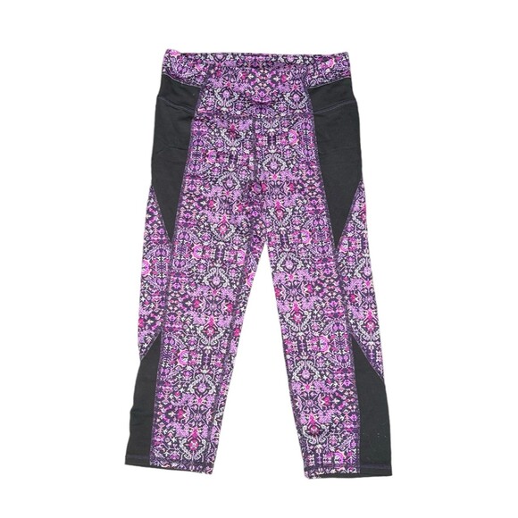 Athleta Tapestry Chaturanga Capri Leggings Purple Crop Athletic Pants Medium - Picture 2 of 8